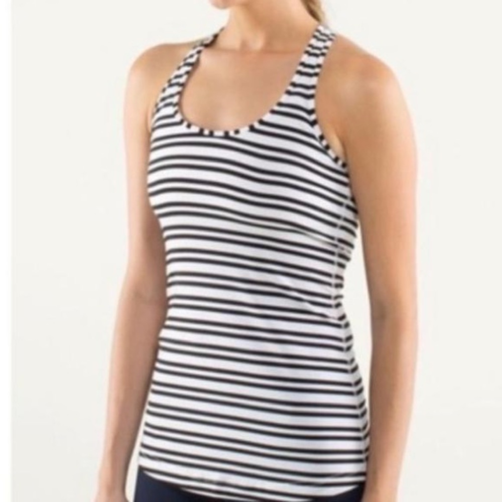 LuluLemon Cool Racerback Black/White tank size 2